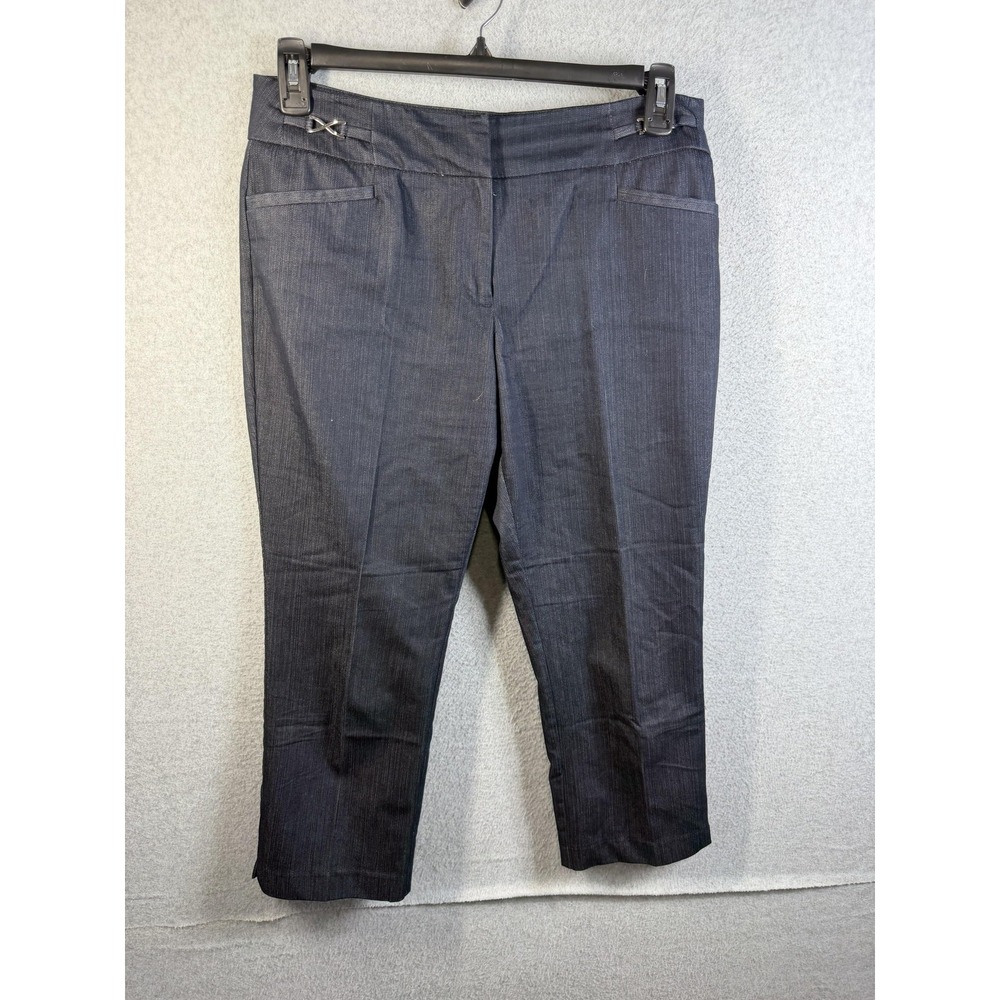 New York & Company 7th Avenue Pants Womens 10 Blue Cropped Stretch Dress Career